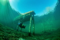   Divers Attersee Austria under jetty  